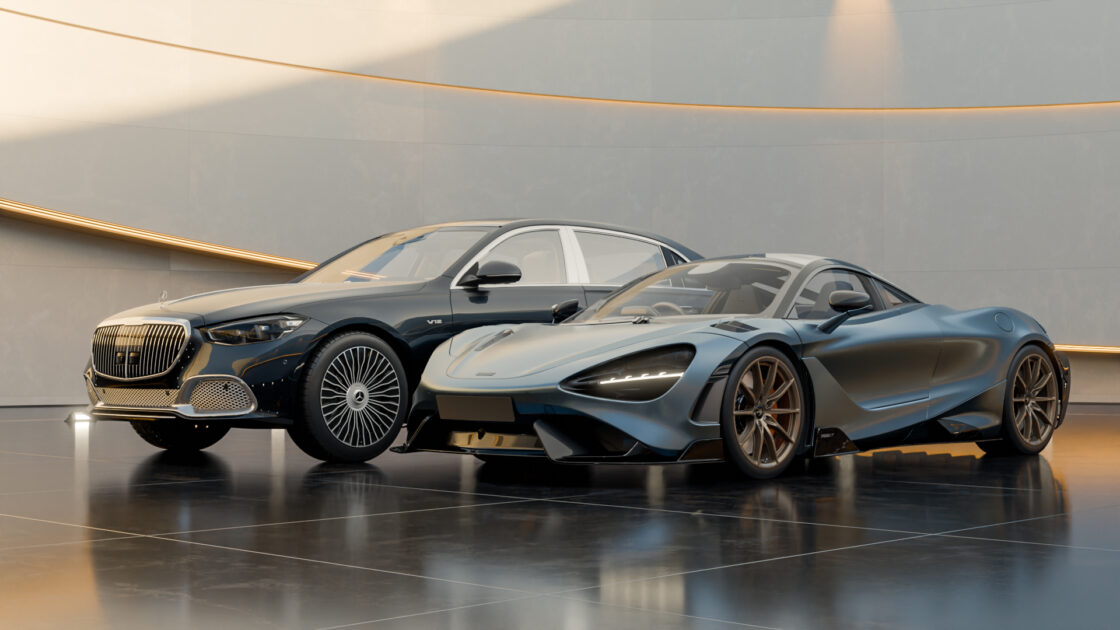 Absolute Motors | 3D car wrap impression | Maybach 680 & Mclaren 765LT